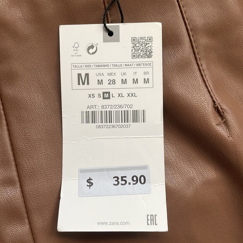 NWT ZARA leather legging high rise - Picture 6 of 10